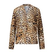 Leopard Print Bluse med V-hals