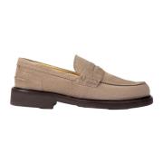 Beige Ruskind Slip-On Mokkasiner