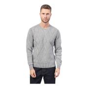 Grå Cashmere Sweater Diamantmønster