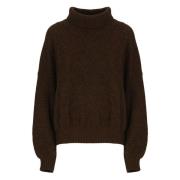 Brun Cashmere Høj Hals Sweater