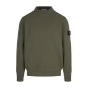 Grøn Crew-Neck Sweatshirt med 'OLD' Behandling