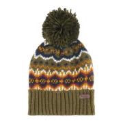 Grøn Strikket Fairisle Pom Pom Hat