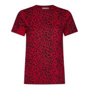 Rød Leopard Printet T-shirt