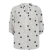 Broderet Grafisk Print Bluse