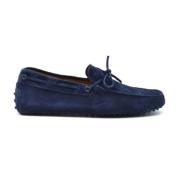 Blå Læder Loafers Elegant Stil