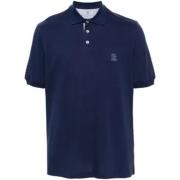 Navy Polo Shirt med Logo Print