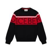 KIDS -Black long-sleeved crew-neck sweater