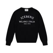 KIDS -Black crew neck sweater with logo