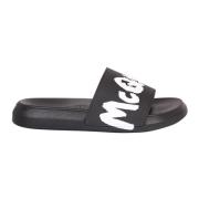 Sorte Slide Sandaler med Logo Print