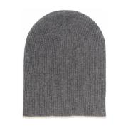 Ribbet Cashmere Hat med Kontrastkant