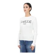 Hvid Crewneck Sweater Casual Efterår Vinter