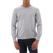 Grå Strikket Crewneck Sweater