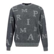 Blå Uld Logo Pullover Grå