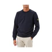 Marineblå Fleece Sweatshirt med Ribbing