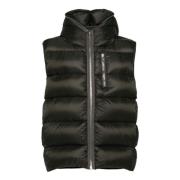 Grøn Puffer Vest Præget Design