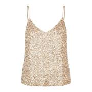 Guld Paillet Mesh Camisole Top