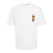 Hvid Grafisk Print Bomuld T-shirt