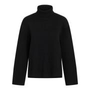 Sort Kamo Strik Turtleneck Bluse