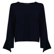 Blå Sweater med Ruffle Detalje