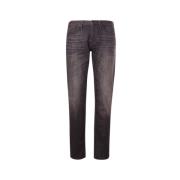 Sort Slim Fit Jeans med Logo