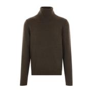 Grøn Strikket Rullekrave Sweater