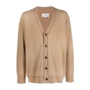 Beige Uld Linned Bomuld Cardigan