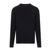 Blå Strikket Crew Neck Sweater