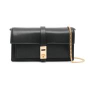 Sort Læder Casual Clutch Taske