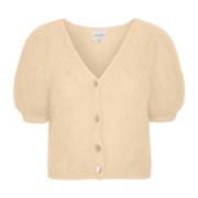 V-hals Kort Cardigan Almond