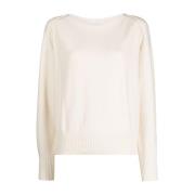 Casual Beige Sweater med Syede Skuldre