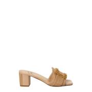 Raffia Sandal med Juvelspænde