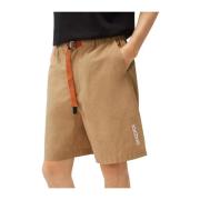 Beige Bomuld Logo Shorts