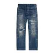 Blå jeans med dekorative slid Classic Fit