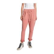 Pink Sweatpants Løs Pasform Elastisk Talje