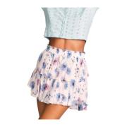 Blomstret Ruffle Mini Nederdel