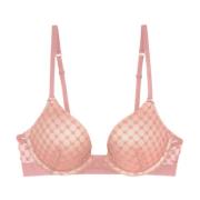 Pink Sheer Logo Push-Up Bh