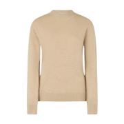 Beige Crew Neck Sweater med St Barth Logo