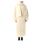 Off White Faux-Fur Lang Frakke