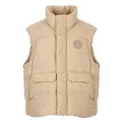 Beige Polstret Vest med Høj Hals