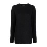 Casual Sort Sweater med Alpaka Uld