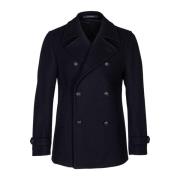 Herre Peacoat. Dobbeltbrystet model, regular fit. Sidelommer, spids re...