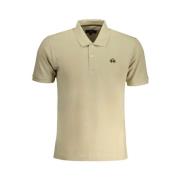 Beige Bomuld Polo Shirt med Broderi