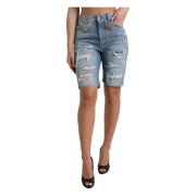 Højtaljede dekoreret Bermuda denim shorts