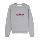 Broderet bomulds sweatshirt med rund hals