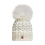 Hvid Uld Pom Pom Hat