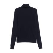 Navy Blue Ribbed Strik Sweater