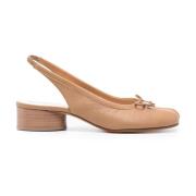 Beige Tabi Pump med Bue Detalje