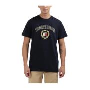 Guld Crest T-shirt Navy Blå Moderne Pasform