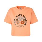 Orange Ofra T-shirt med Front Print