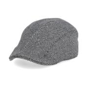 Sort uld herringbone mønster hat